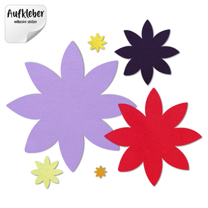 Filz-Aufkleber Blüte A, 8 spitze Blätter, ohne Cut