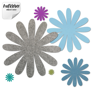 Filz-Aufkleber Blüte C, 8 runde Blätter, ohne Cut