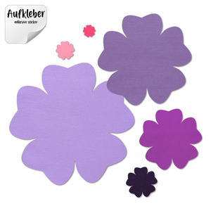 Filz-Aufkleber Blüte B, 5 herzförmige Blätter, ohne Cut
