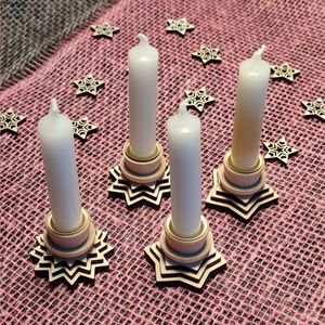 Kerzenhalter sternförmig mit 5, 6, 8 oder 12 Zacken, inkl. Pyramidenkerze