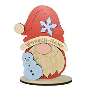 Weihnachtswichtel Ständer Gnom A, 12 cm hoch (mit Gravur)