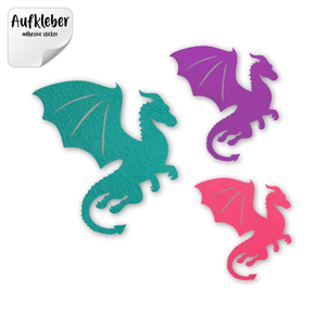 Filz-Aufkleber Drache A, aufrecht fliegend