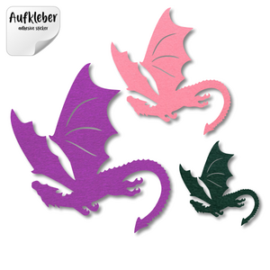 Filz-Aufkleber Drache B, im Kreis fliegend