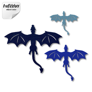 Filz-Aufkleber Drache C, nach oben fliegend