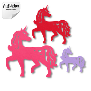 Filz-Aufkleber Einhorn, nach hinten schauend