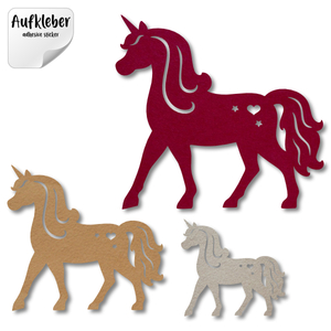 Filz-Aufkleber Einhorn, nach vorne schauend, stehend