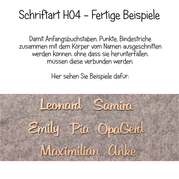 Name aus Holz, Schriftart H04, 4mm stark, roh – Bild 3