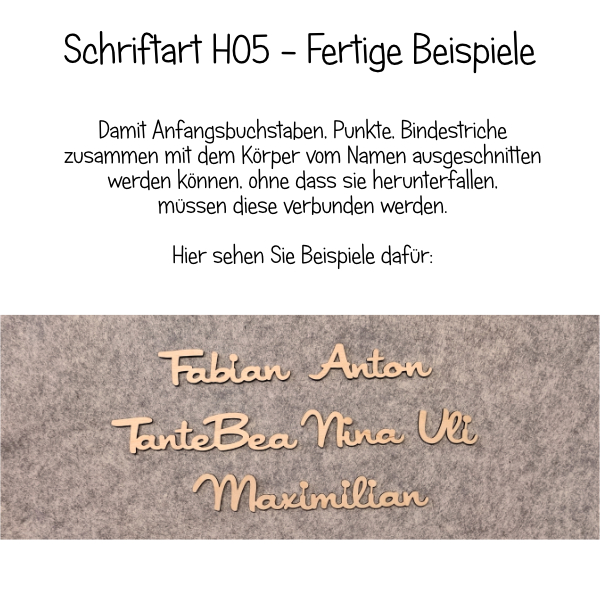 Name aus Holz, Schriftart H05, 4mm stark, roh – Bild 3
