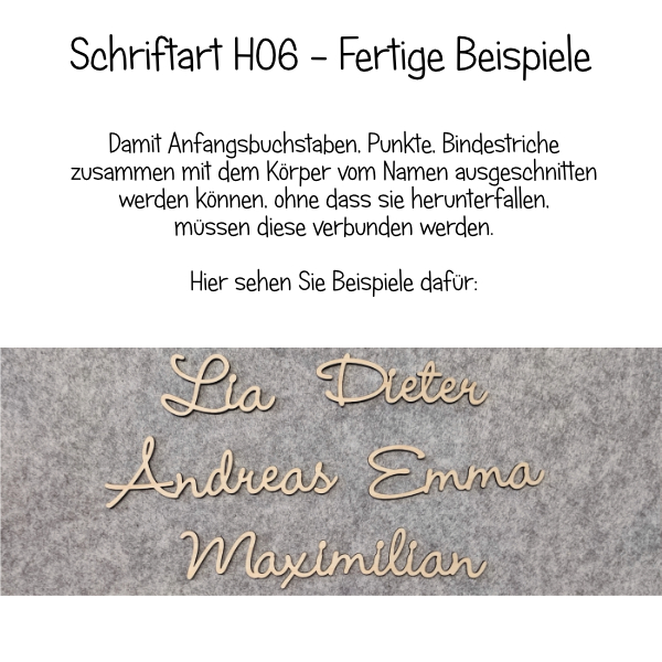 Name aus Holz, Schriftart H06, 4mm stark, roh – Bild 3
