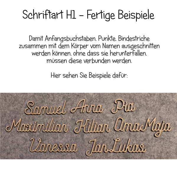Name aus Holz, verbunden, Schriftart H1 – Bild 3