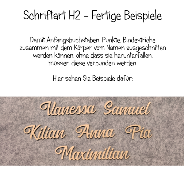 Name aus Holz, verbunden, Schriftart H2 – Bild 3