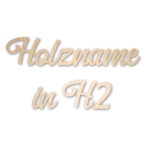Name aus Holz, verbunden, Schriftart H2