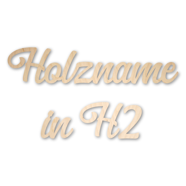 Name aus Holz, verbunden, Schriftart H2