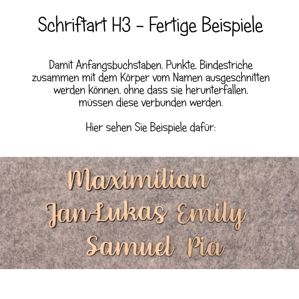 Name aus Holz, verbunden, Schriftart H3 – Bild 3