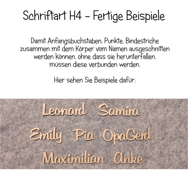 Name aus Holz, verbunden, Schriftart H4 – Bild 2