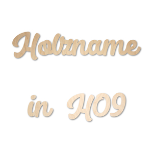 Name aus Holz, Schriftart H09, 4mm stark, roh